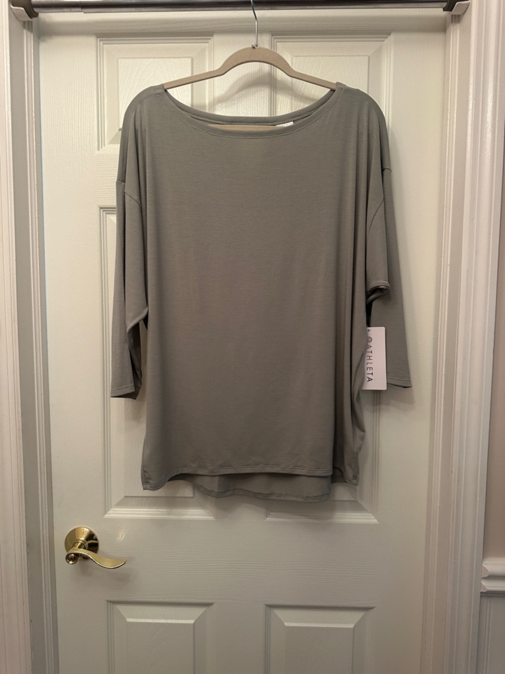 Athleta Relaxed Boat Neck Tunic in Taupe Gray